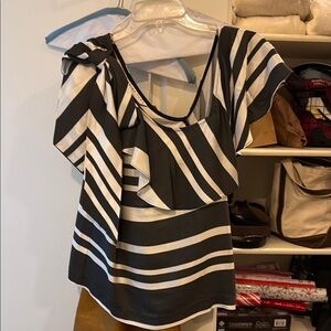 Black and White Striped Women's Top